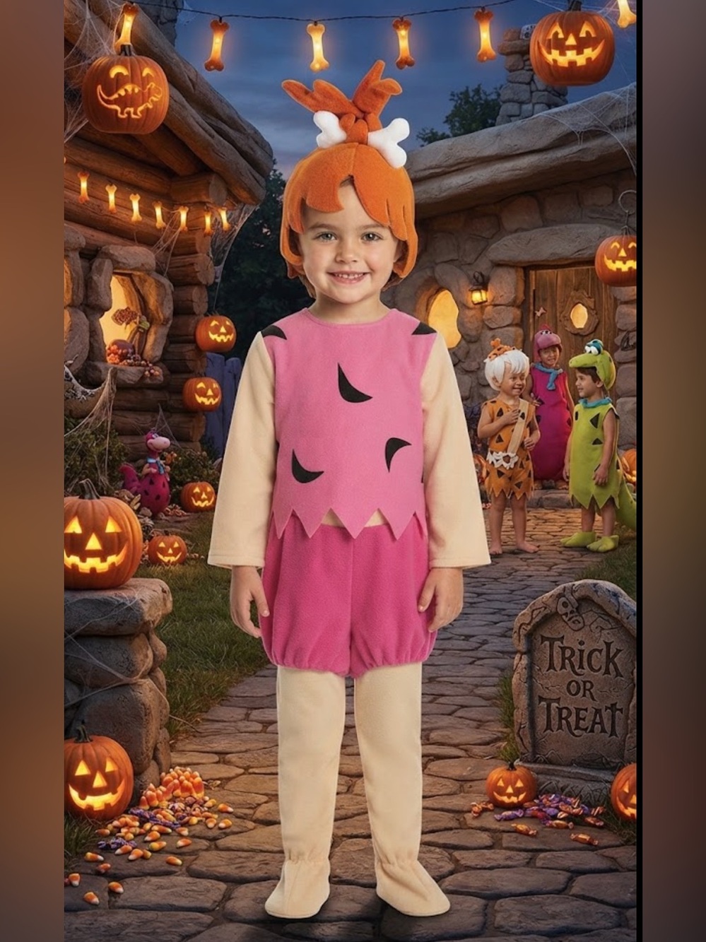 Authentic The Flintstones Pebbles toddler costume sz 2-4 good condition